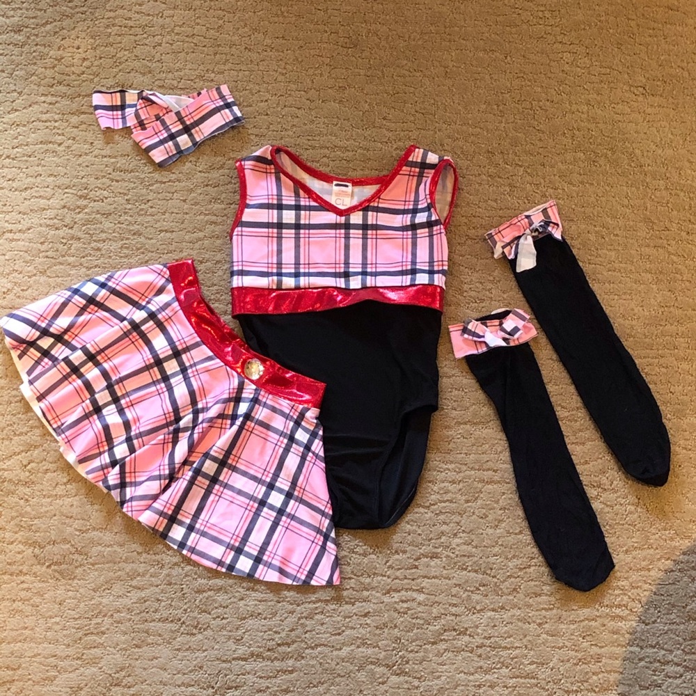 Kids Dance Costume Pink Plaid - Child L